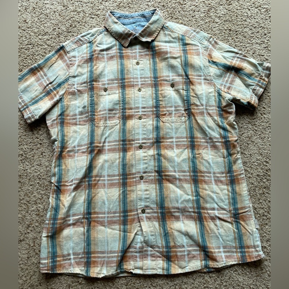 KUHL linen blend button down size L